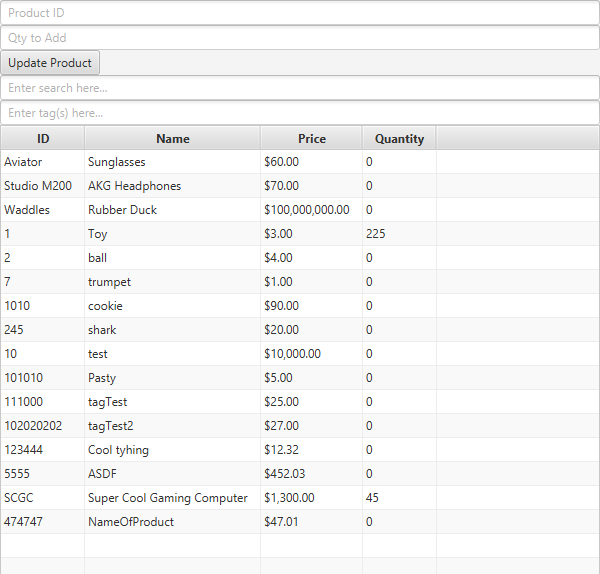 Update Products view