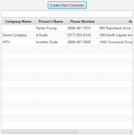 Select Customer sub-view