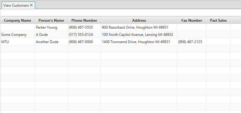 View Customers tab